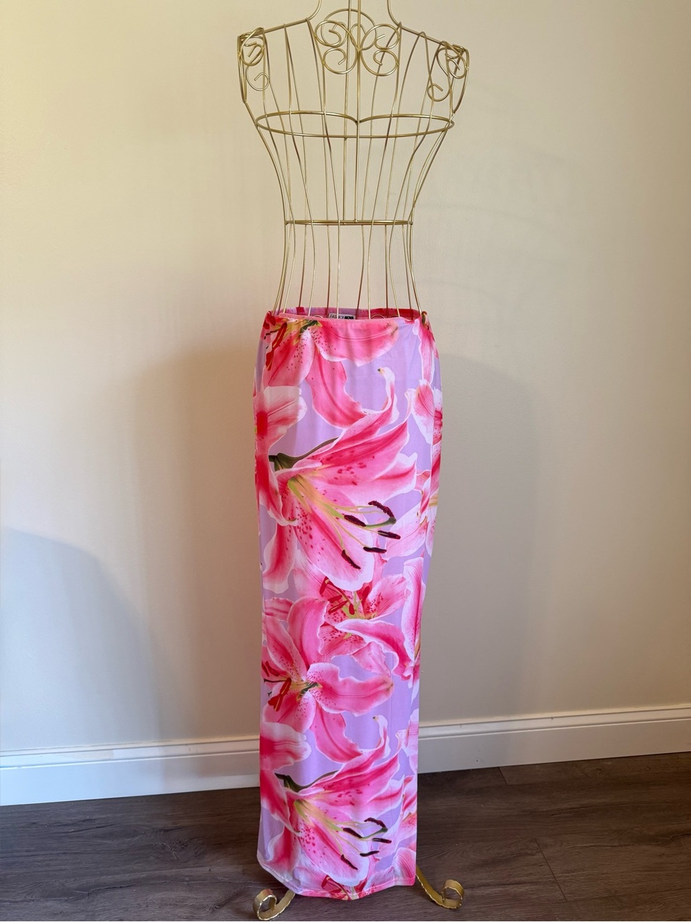Fashion Nova Pink Floral Maxi Skirt
